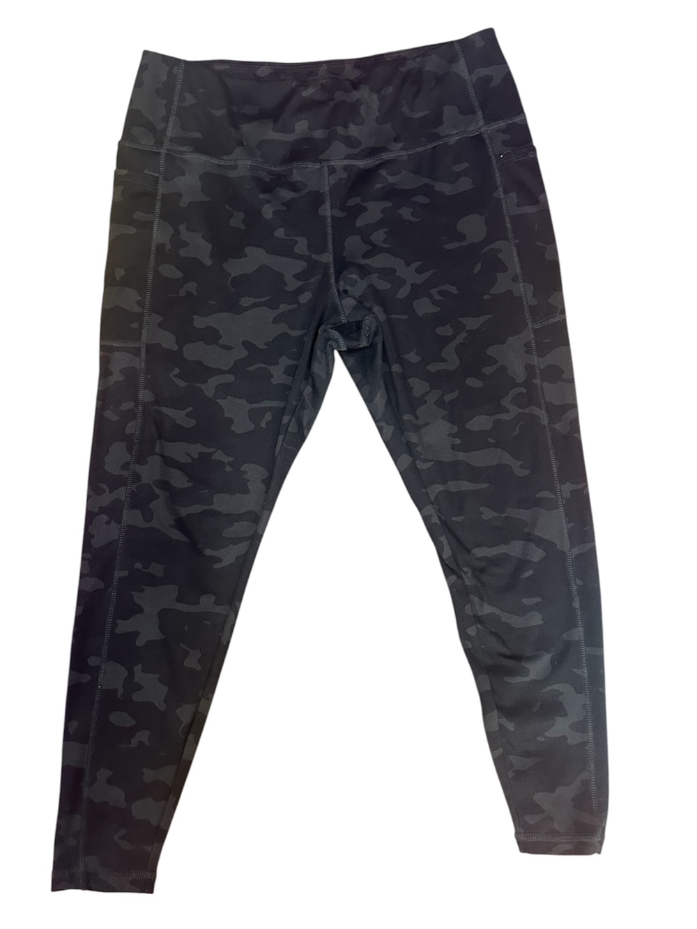 Black Camo & Solid Black Rivbed Leggings Yoga Pants Duo Bundle Size XL - Picture 3 of 3
